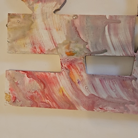 Hand Crafted HOPE Fluid Art on plywood 9" x 11" Upcycled wooden pink purple sign - Picture 10 of 17